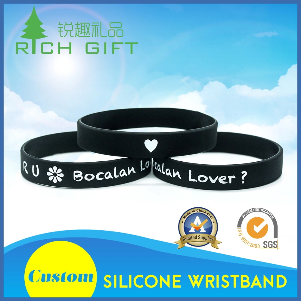 China Manufacture Custom Silicone Wristband with Silk Screen Printing Ink