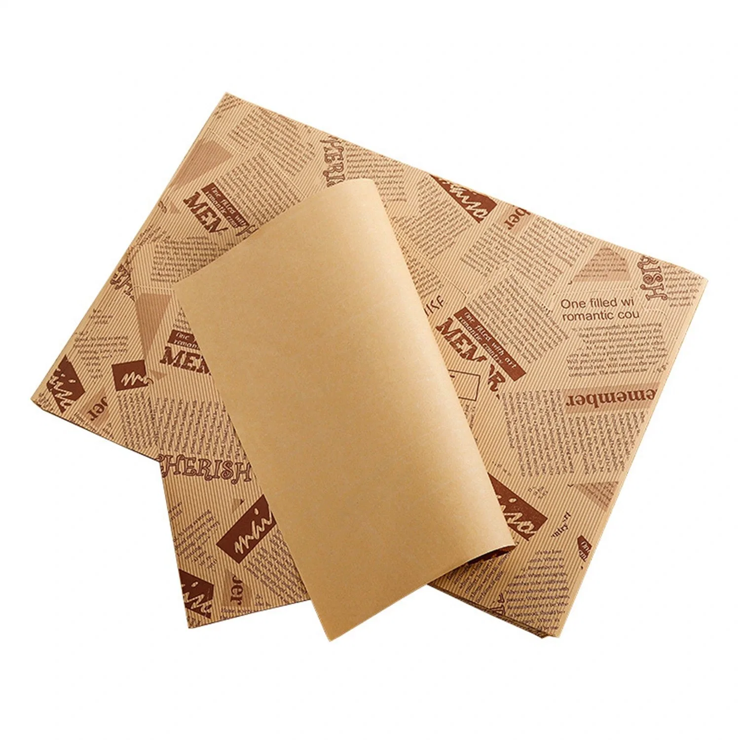 Biodegradable Eco Friendly Custom Logo Printed Grease Proof Oil Grease Proof Wax Food Wrapping Paper