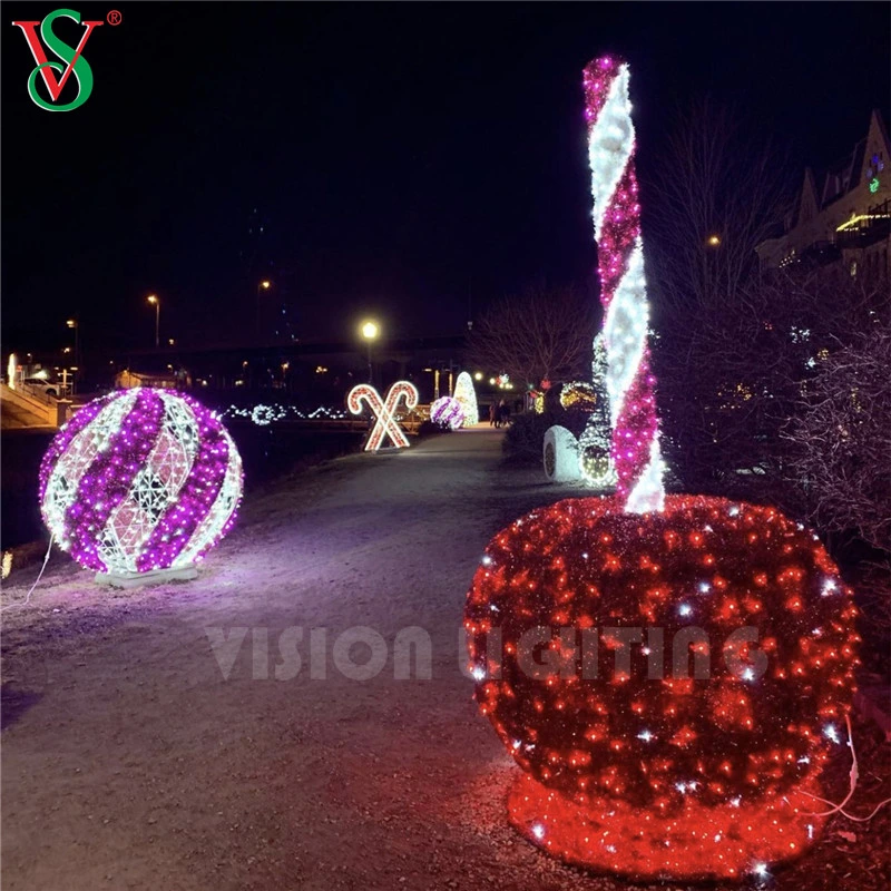 Для использования вне помещений оформление Рождество большой дисплей LED 3D конфеты стиле фонари