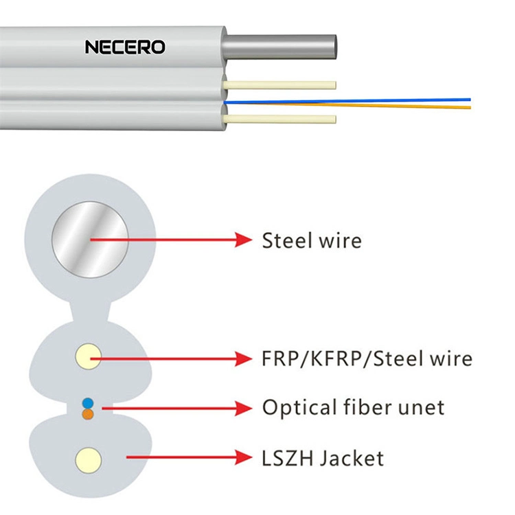 Telecommunication Fiber Optics Products FTTH G657A LSZH Fiber Optical Drop Flat Cable Anatel Certification