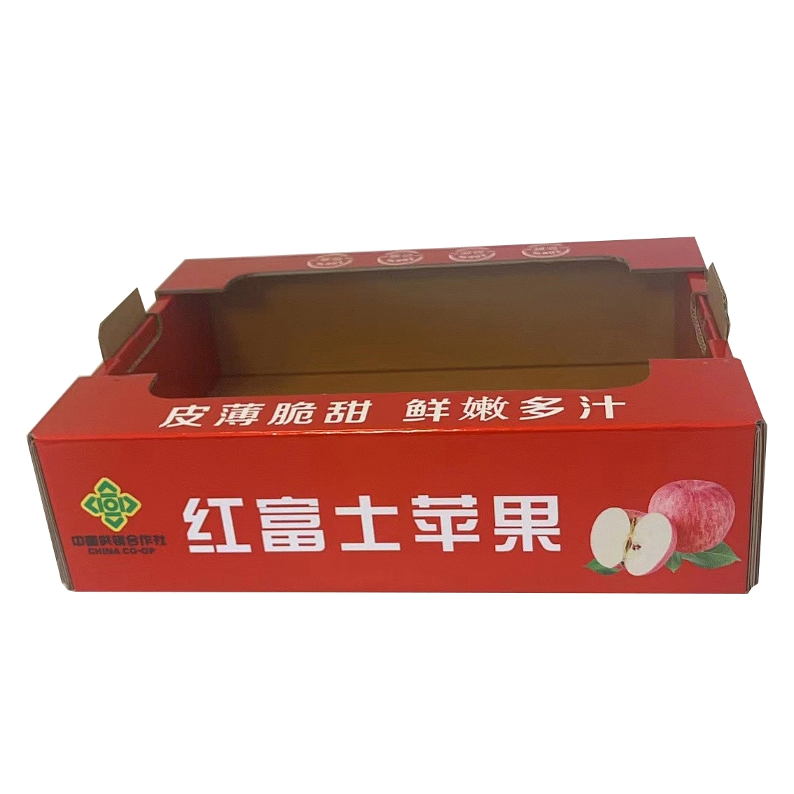 Store PDQ Tray Cardboard Packaging Red Apple Display Box for Retail