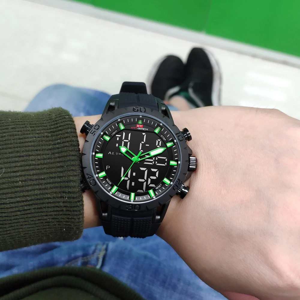 Fashion 2019 Gift Mens Watch Quartz Digital Dual Time Chronograph Quality Waterproof Watch