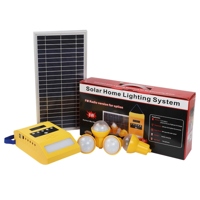 Portable off-grid Iluminação Solar House Kit com carregador de telemóvel