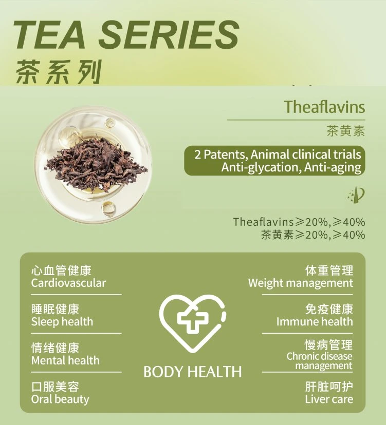 China Hersteller Bulk Supply Hochwertige Pulver Instant Black Tea Podwer / Theaflavin 5%-40% Schwarztee-Extrakt