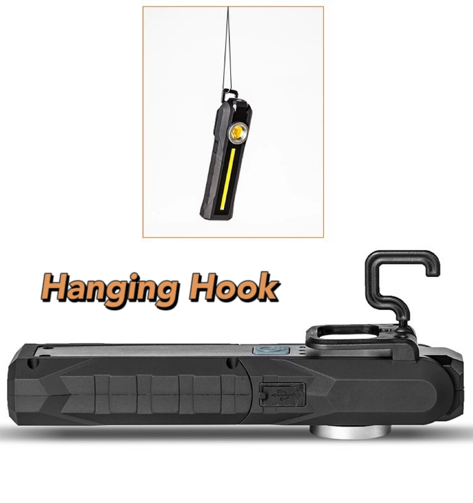 Wholesale/Supplier Outdoor Portable LED Rechargeable COB Work Light with Base Magnet for Car Inspection Hanging Hook 5 Flashing Mode Work Flash Spot Light