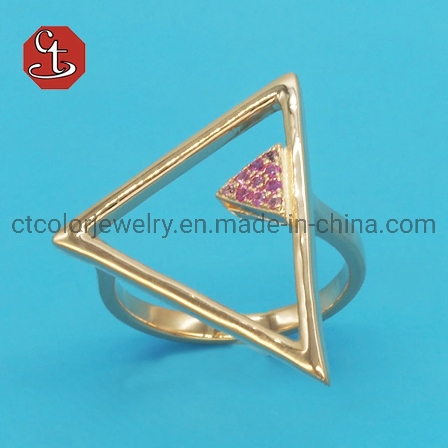 Personalized Triangle  Ruby CZ Metal Silver Rings