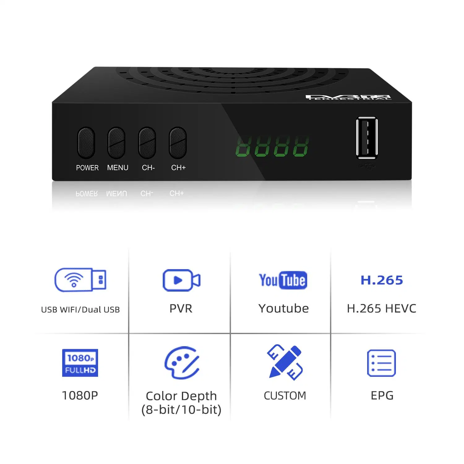 Junuo عالي الجودة تلفزيون رقمي Decoder 1080p Full HD DVB جهاز الاستقبال من الدرجة 2 DVBT2 جهاز الاستقبال STB جهاز استقبال علوي مع دليل روسي