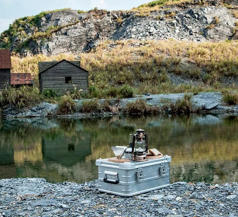 Centro de camping al aire libre abierto multifuncional de aleación de aluminio caja caja de almacenamiento, el maletero del coche