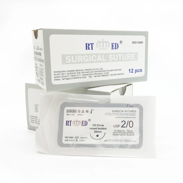 Sutures médicales stériles absorbables PDO Polydioxanone sutures chirurgicales USP2-6/0
