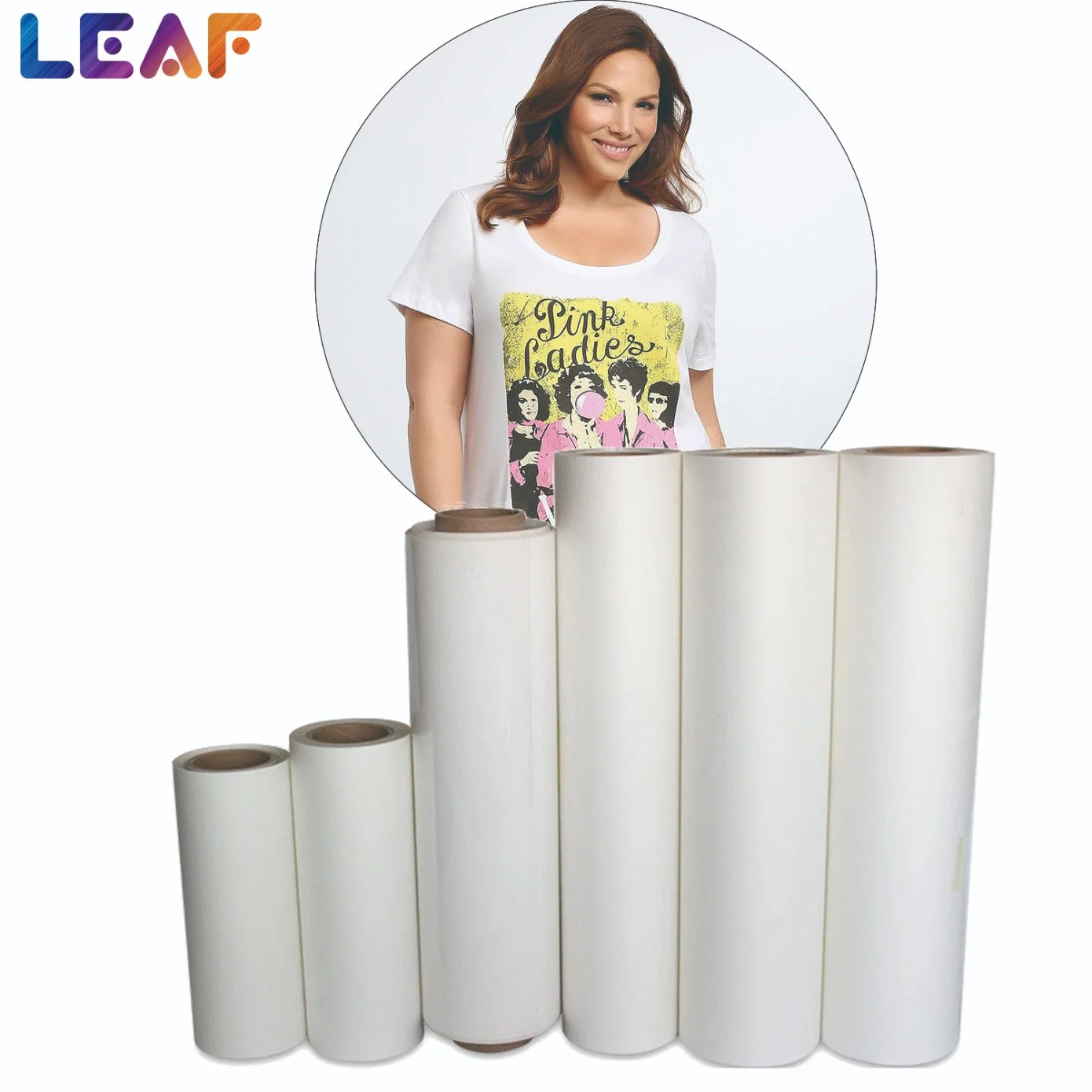 LEAF Filme de Transferência de Calor de Descasque Quente/Frio de um/dois lados 60cm DTF Filme Pet para máquina de impressão de camisetas.