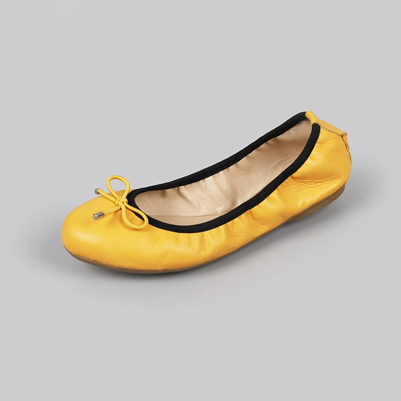 Confort jaune pastel Ballet de loisirs à plat Mesdames cuir Chaussures femmes colorés