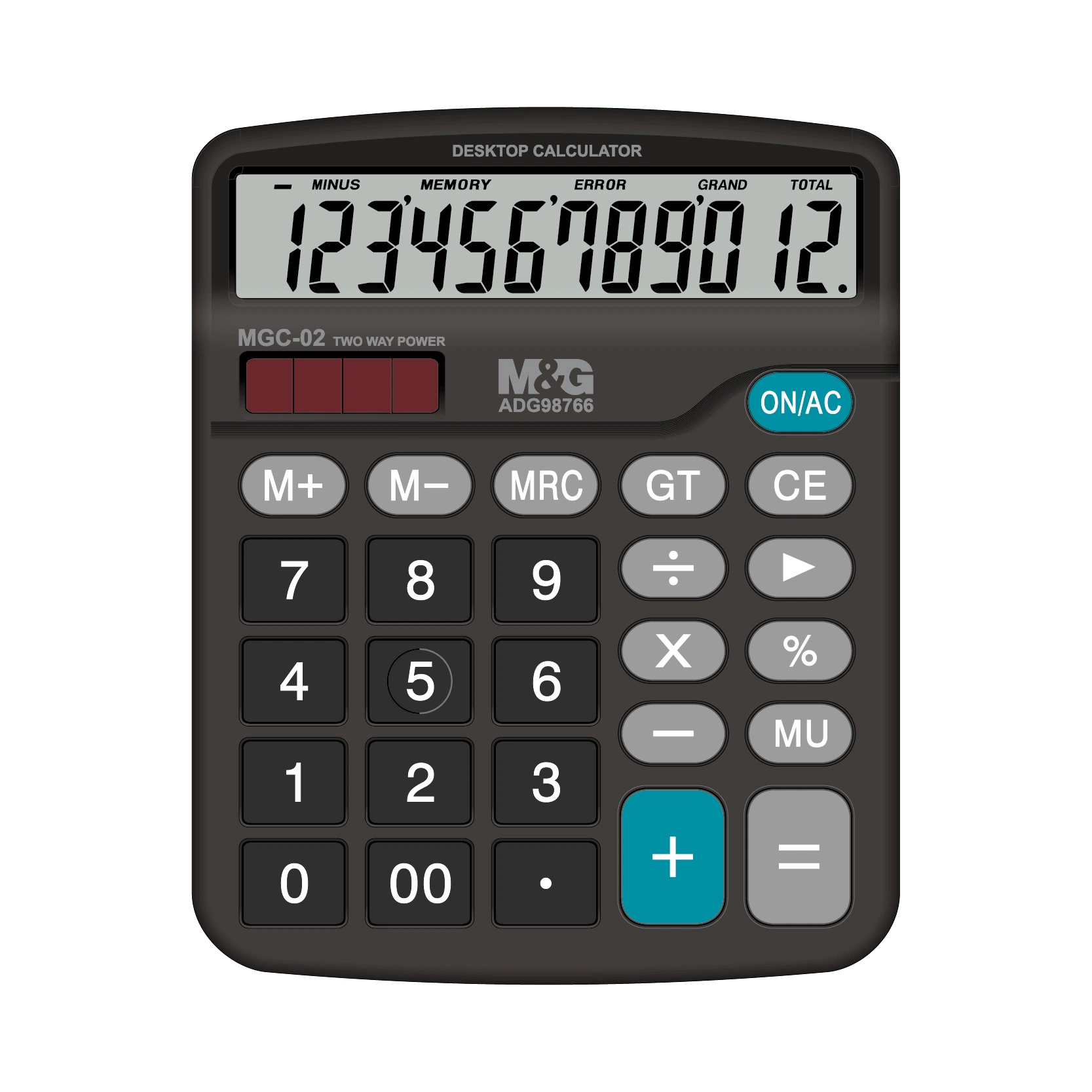 School Office Financial Desktop Old Style Simple Calculator 12 Digit Solar Calculator
