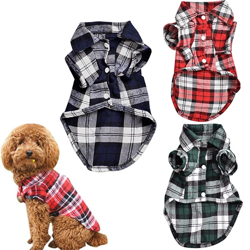 Pet Dog Clothes for Small Dog Spring/Summer Fashion Plaid Shirt Clothes