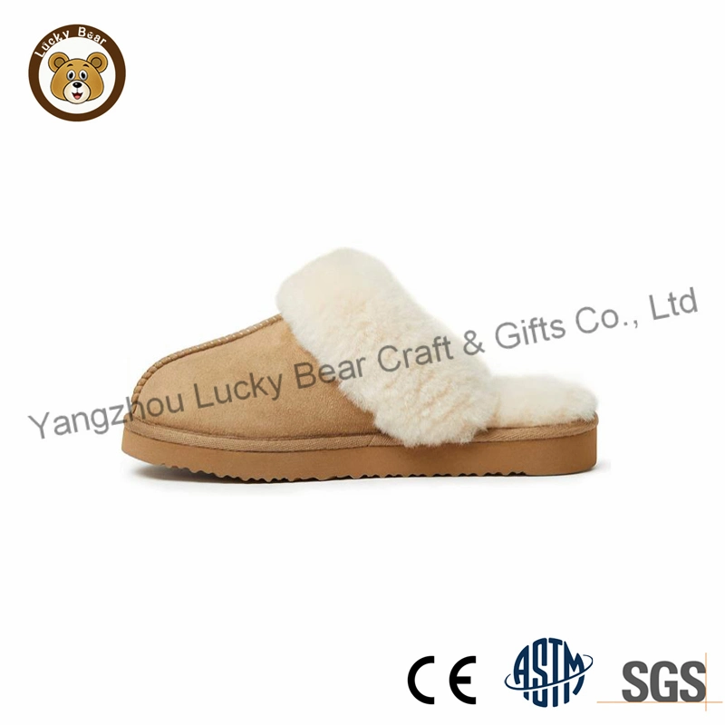 Custom Logo Winter Warm Wool Men's Slippers Handmade Sheepskin Shoes