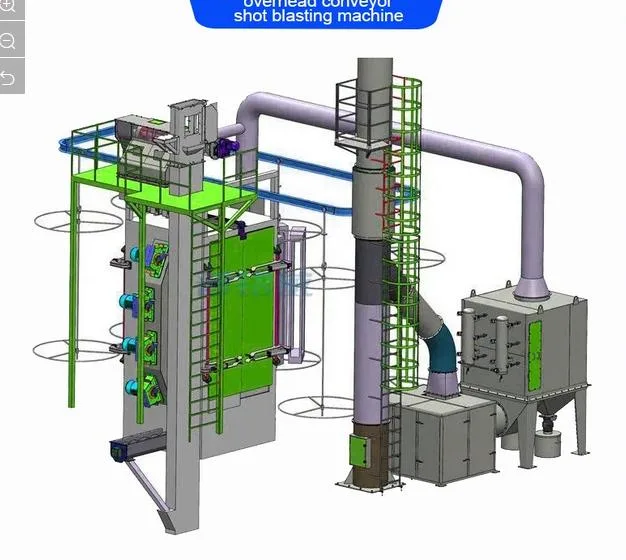 China Overhead Conveyor Shot Blasting Machine with The Newly Developed Abrasive Separators