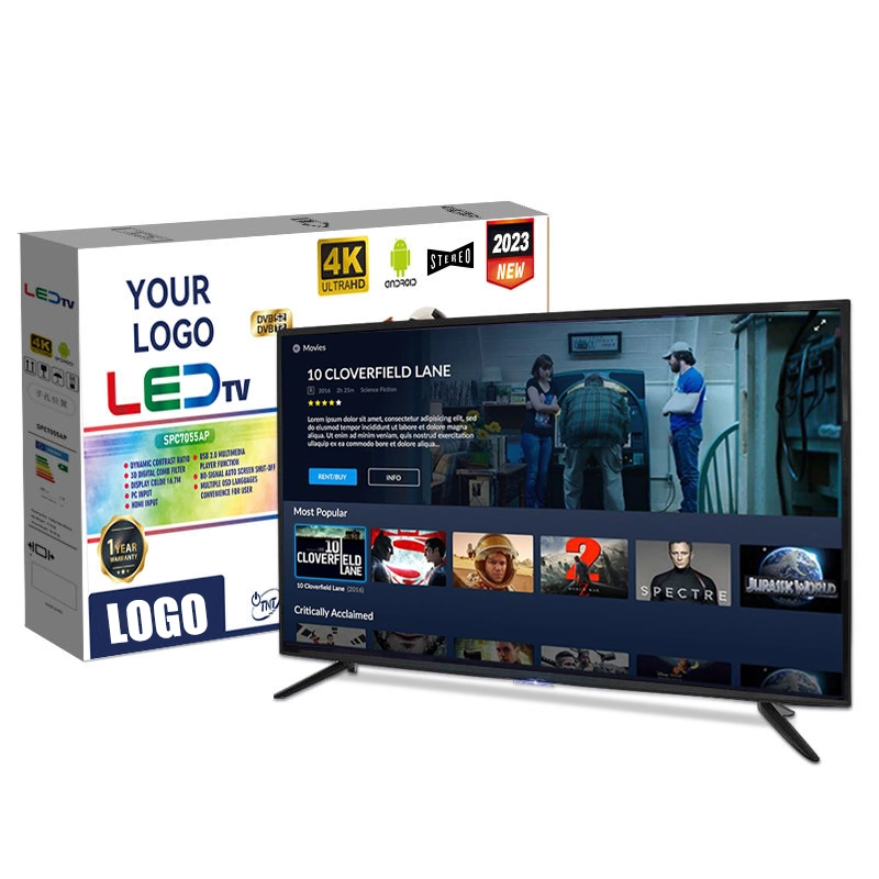 Hot Sale 32 40 42 50 65 75 pouces à écran plat de TV Smart incurvée accueil 2K 4K HD LCD grand écran TV LED ultra télévision intelligente