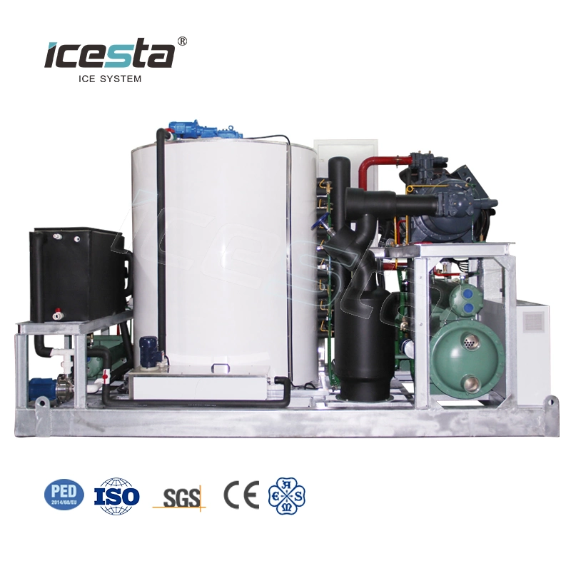 Alta productividad, ahorro de energía personalizados Icesta Larga vida útil 15 20 25 30 toneladas de acero inoxidable Máquina de hielo en escamas Industrial