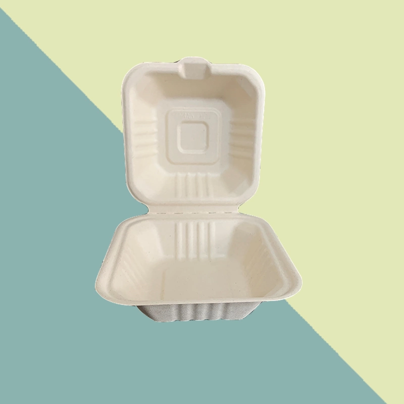 Biodegradable Bagasse Food Containers Sugarcane Bio Take Away Disposable Burger Hamburger Box