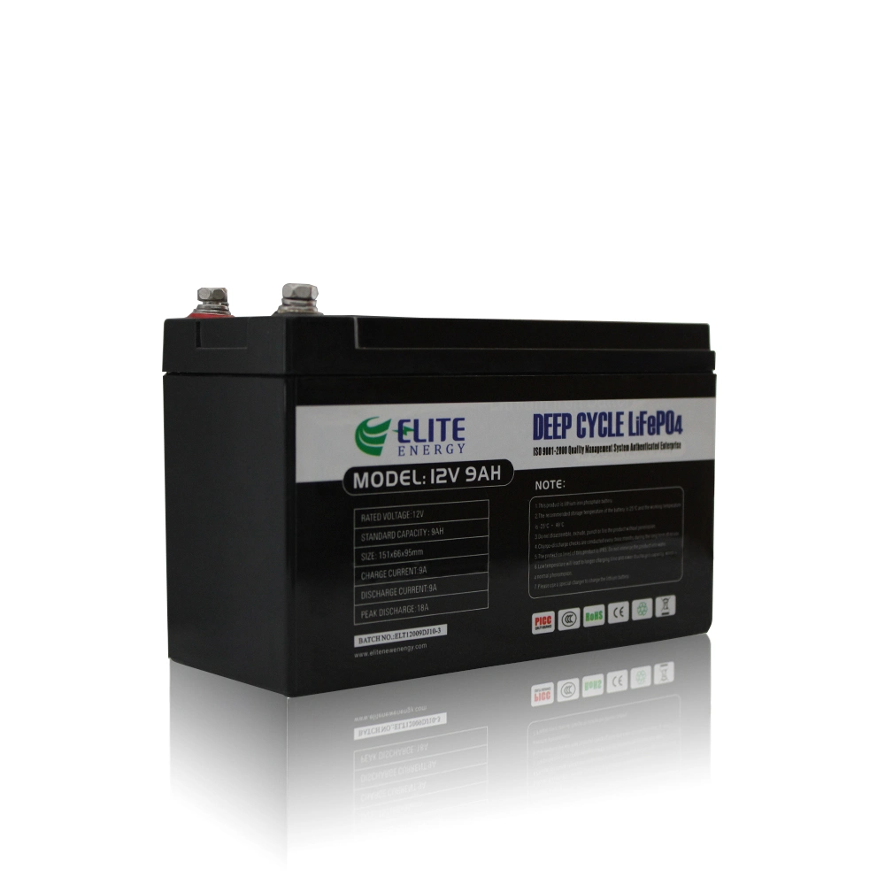 Elite IP65 Small Weight Lithium Ion 12V 9ah LiFePO4 Li-ion Battery Pack for Solar Energy Storage System with Optional Bluetooth and LCD Display