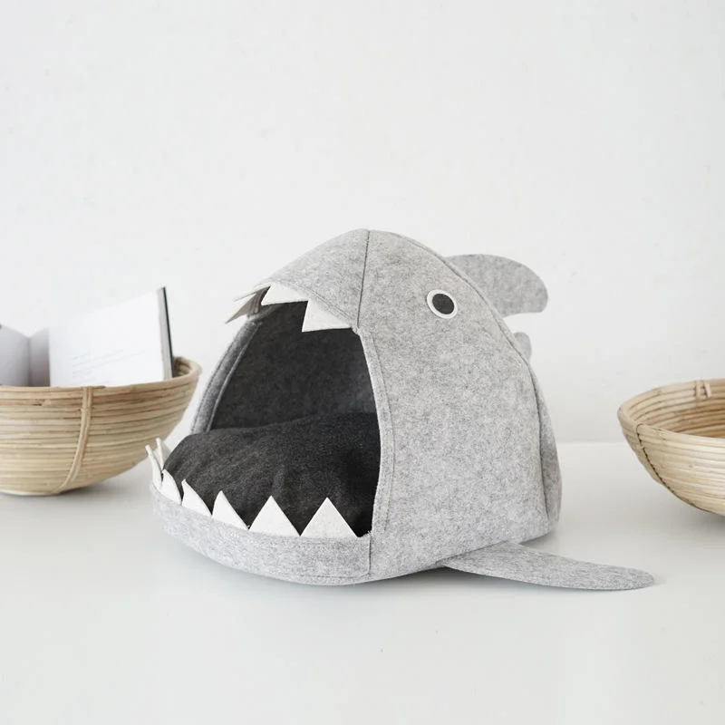 Felt Pet Nest House Animal Shark Shape Felt Cat Bed Cave