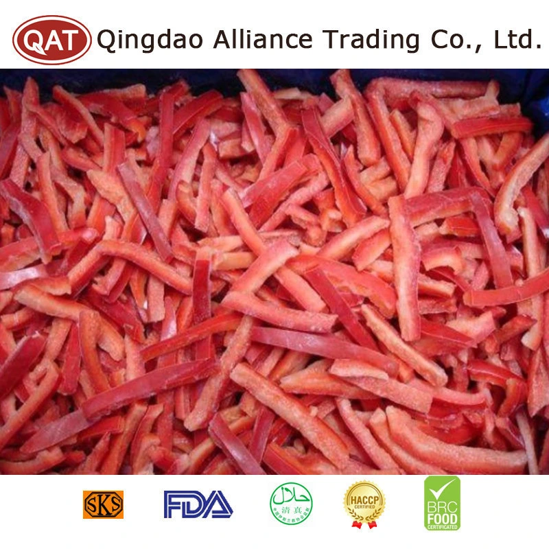 Organic Frozen vegetales congelados rodajas de pimiento rojo/verde congelado IQF tiras de pimientos de color amarillo con la máxima calidad