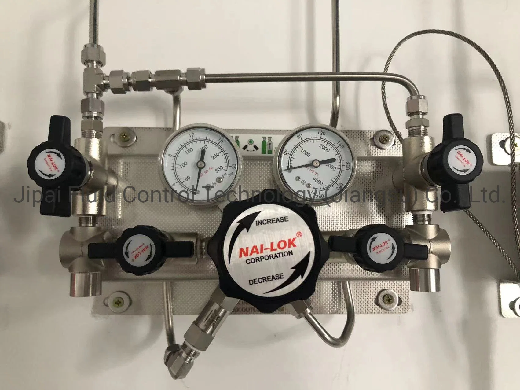 Nai Lok Stainless Steel N2 H2 Manifold Semi-Automatic Changeover Gas Cylinder System by 2 Cylinder Control for Specialty Gas Pressure Regulator