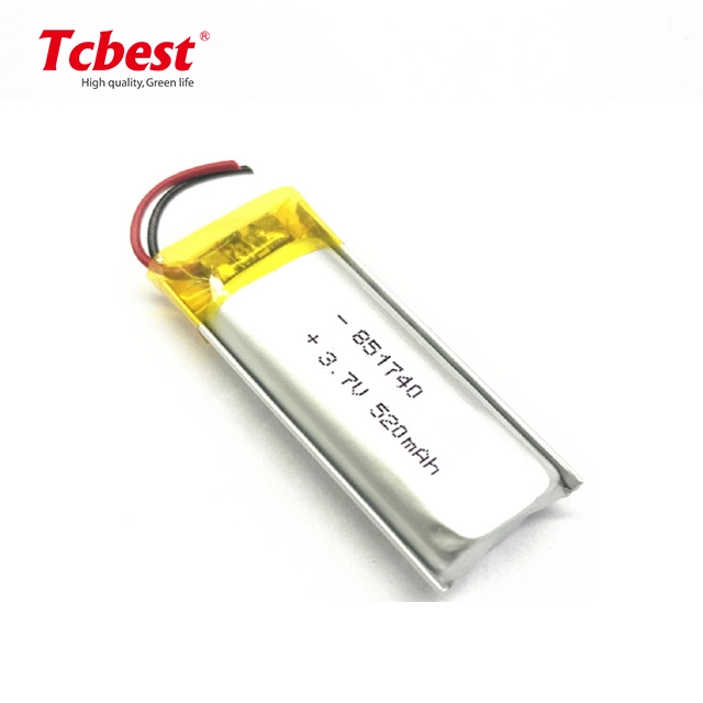 520mAh 3.7V 851740 Rechargeable Lithium Ion Polymer for Mobile Phones Lithium Battery