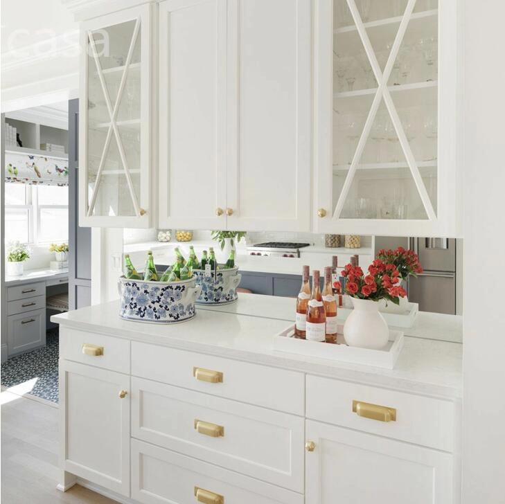 All Wood Reface White Kitchen in Stock European Pre Assembled Kitchen Cabinets