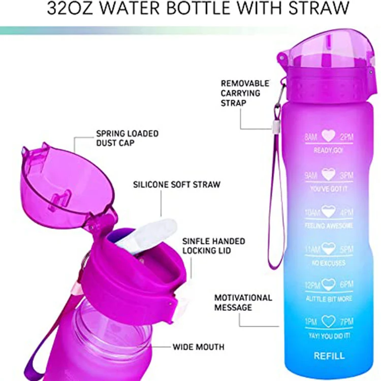 Mayorista 2023 Nuevo Amazon Flip Top botella a prueba de fugas Gimnasio Deportes al aire libre botella de agua de plástico para beber