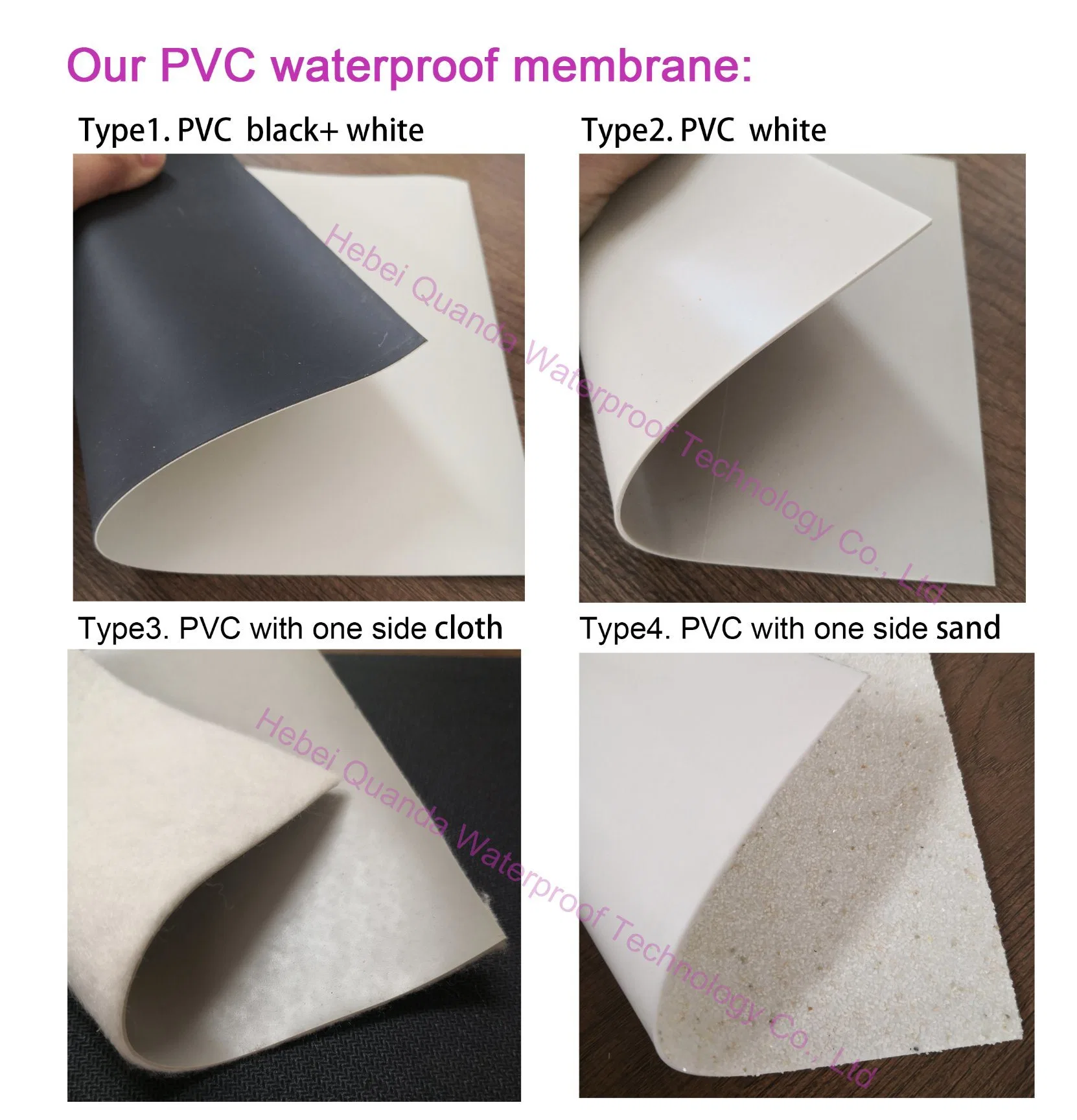 Construction d'adhésif butyl à membrane PVC étanche auto-adhésif extérieur de 1,2 mm Matériau