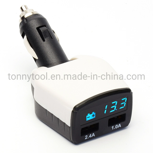 12V Auto Battery Monitor with 2 USB Ports Battery Tester