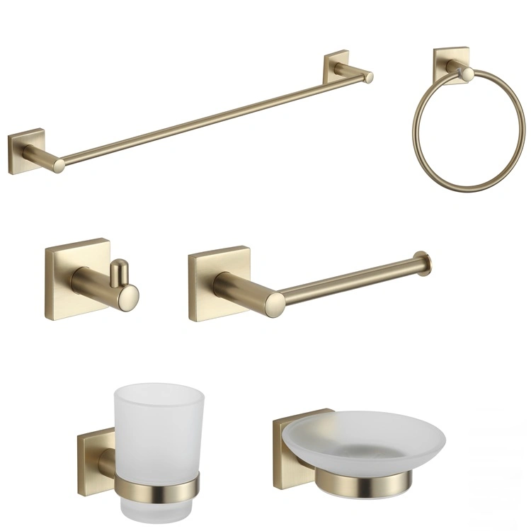 6 PCS Gold Wall Mounted Toilet Bathroom Accessories Set