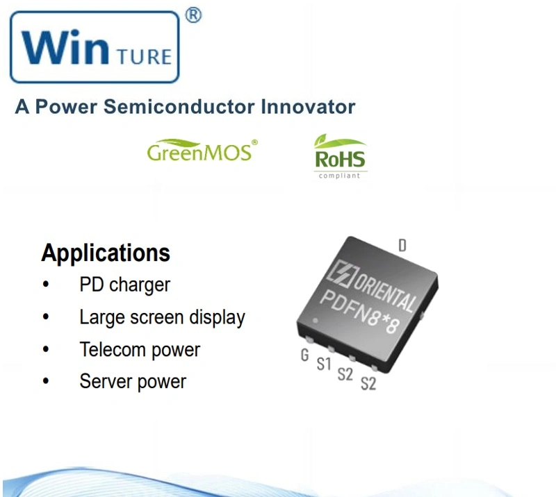 Telecom RoHS potencia mejor que el nitruro de galio (GaN) Dispositivo en las operaciones de alta frecuencia Super Si Oss65r340jf Pdfn8 X 8 Mosfet