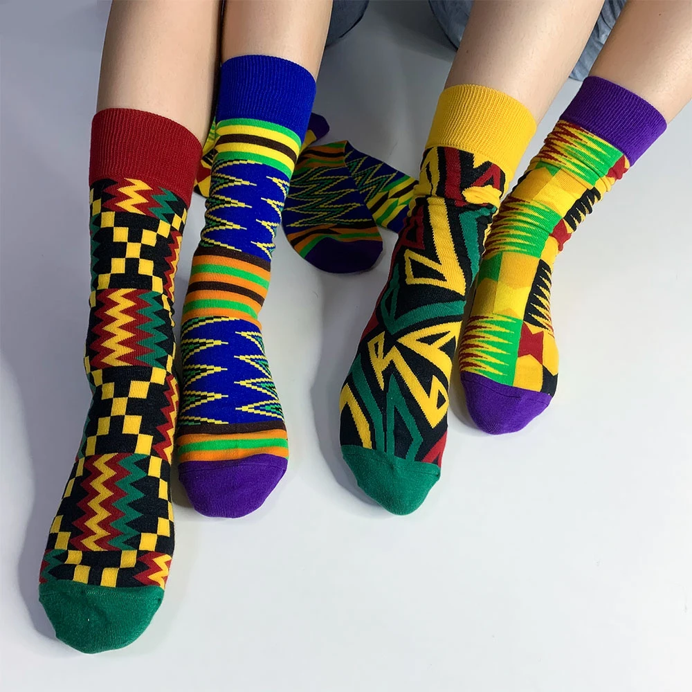 Latest African Prints Kente Pattern Fashionable Unisex Long Socks