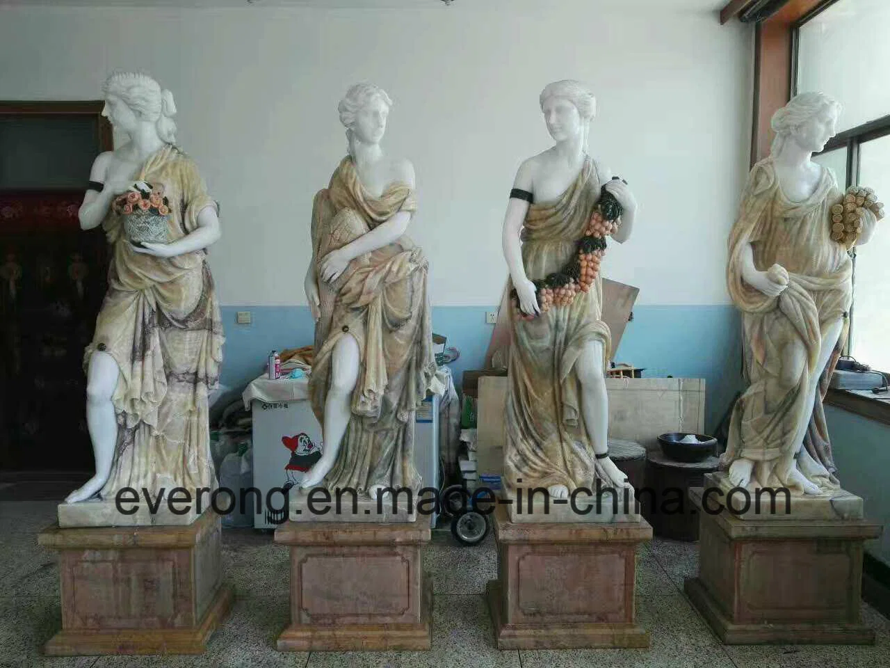 Customized Life-Size Four Season Stone Statue Marble Woman Stone Sculpture for Garden