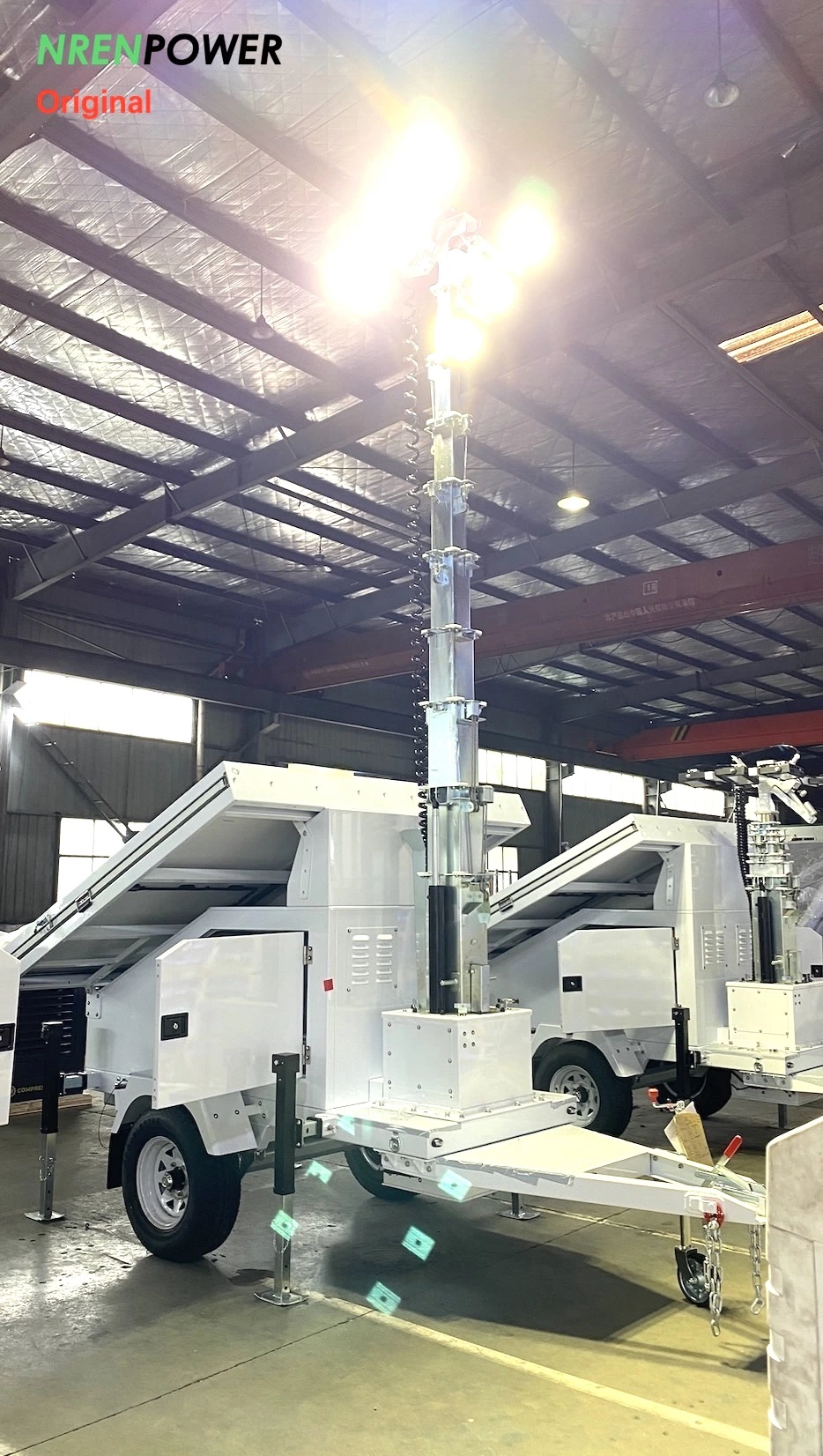 Mobile Solar Trailer Tower Light-9m Hydraulic Telescopic Mast Tower Light-Solar Tower Lighting