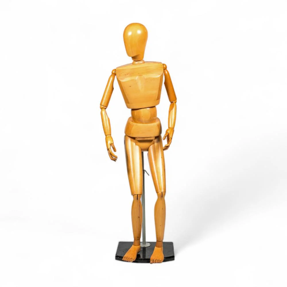 71" Lifesize Wooden Manikin Male with Base and Flexible Body