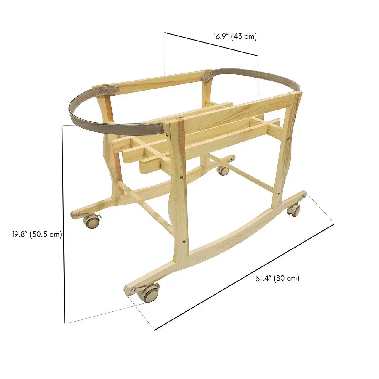 No tóxico de alta calidad seguridad extraíbles bebé columpio Cuna Moisés muebles de madera Cesta Soporte con ruedas móviles