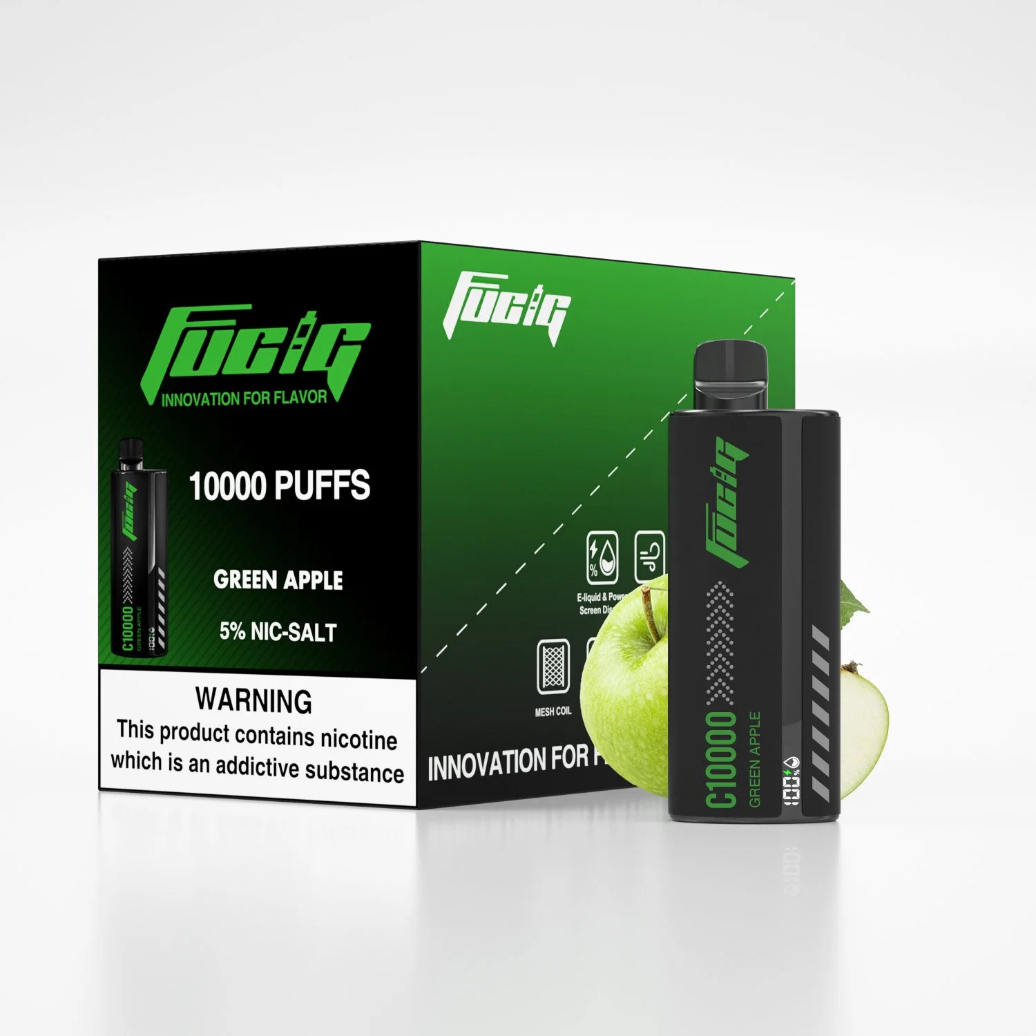 Fucig C10000 com E-Liquid&amp; Power Monitor de tela e cigarros por grosso Vape descartáveis