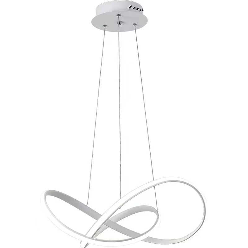 Lustre LED moderne en acrylique et aluminium noir, luminaire suspendu au plafond.