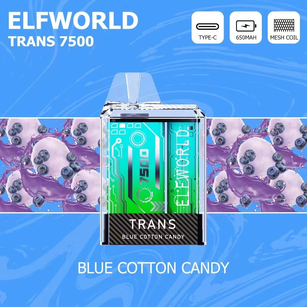 Original Elfworld Trans 7500 bouffées Vape jetables de Glace aux fraises