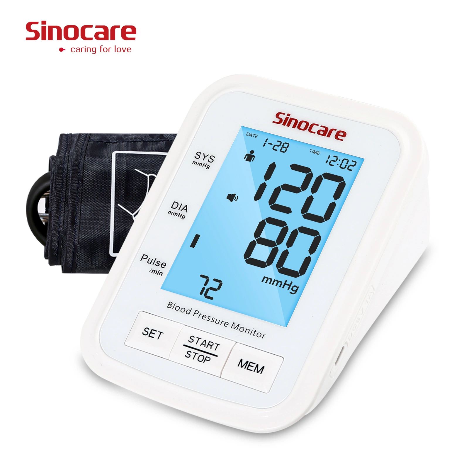 Sinocare Monitor de presión arterial Monitor de presión arterial médica de alta calidad Brazo Esfigmomanómetro digital