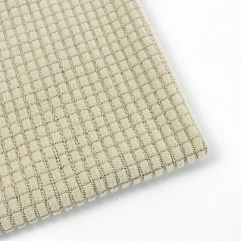 Checkered Jacquard 100% Polyester Polar Fleece Fabric Coral Flannel Fleece for Sofa Covers