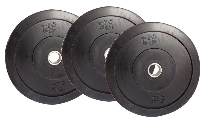 Gym Fitness Equipment Black Arm Weight Lifting Rubber Bumper Barbell Plate
