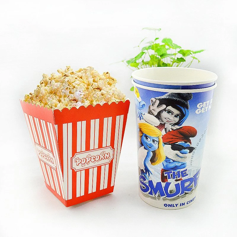 Disposable Paper Popcorn Cup for Cinema Amusement Park Eco-Friendly and Biodegradable