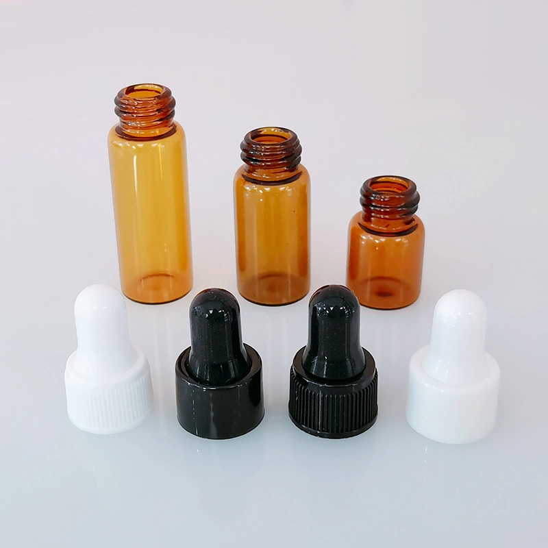 Glass Vials Amber Clear 2ml 3ml 5ml Mini Small Travel Essential Oil Serum Dropper Glass Bottle with Pipette Dropper