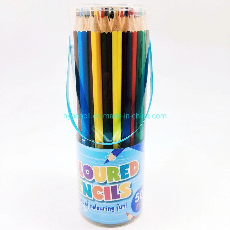 Hy07050-Office School Stationery Art Supplies مجموعة من 50 قلمًا رصاصًا ملوّن في الأنبوب البلاستيكي