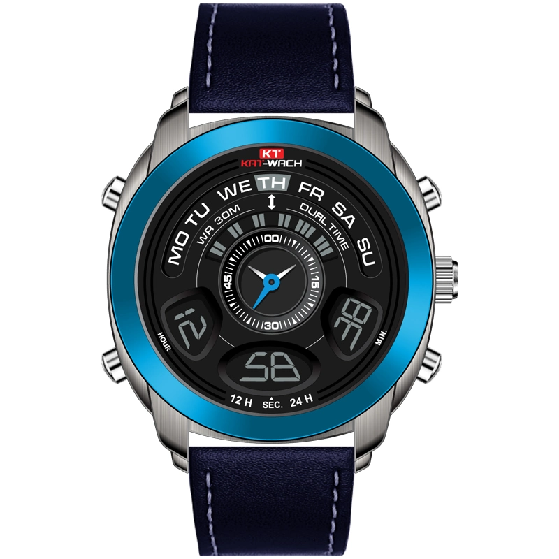 Watch Man Sportuhren Quartz Digital Fashion Watch Dual Time Chronograph Qualität Wasserdichte Uhr Kunststoff-Uhr