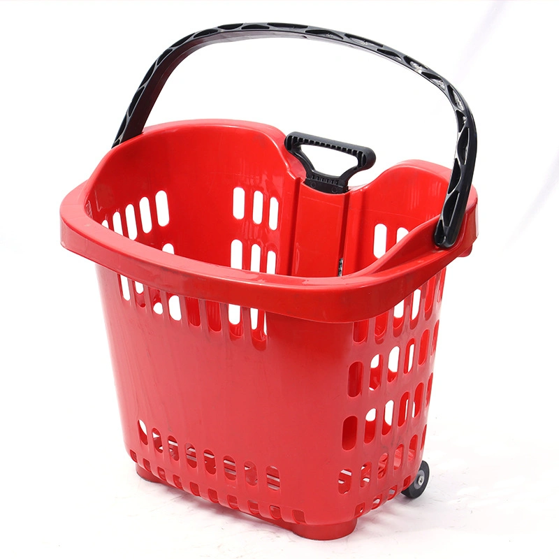 Supermarket 55 Litres Two-Wheel Trolley Shopping Basket Shop Fitting