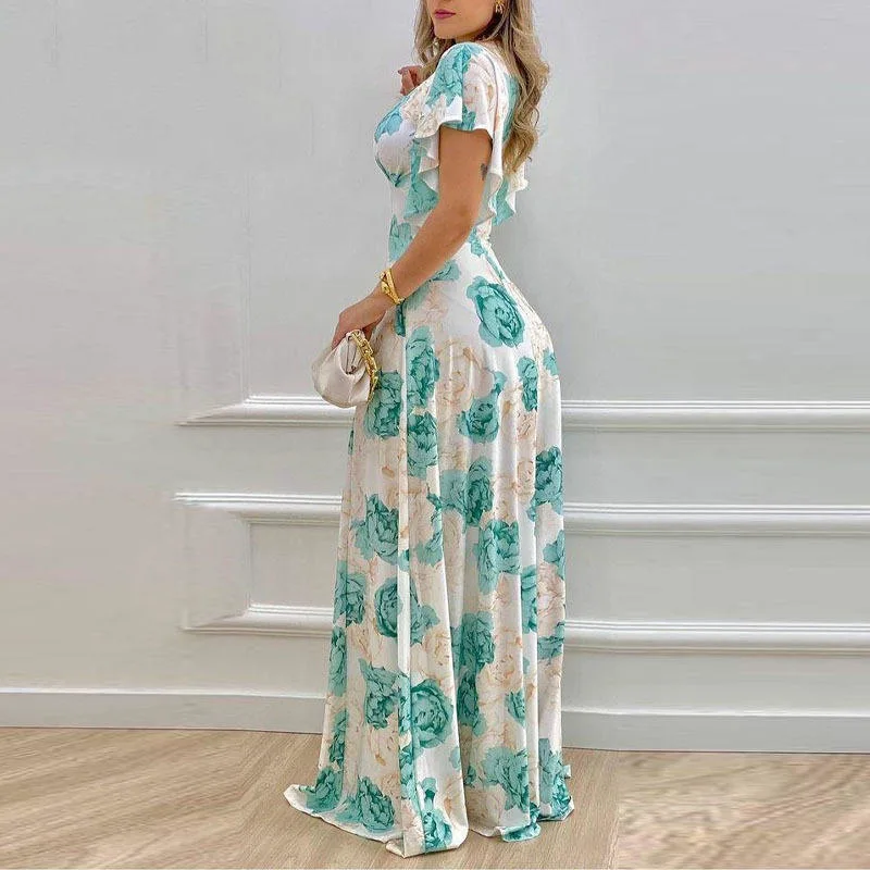 New Design Party Evening Elegant Lady Dress Women Clothing Print Big Swing Casual Dress